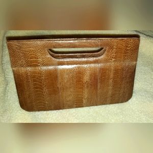 DARBY SCOTT Genuine Lizard Or OSTRICH (?) Large Clutch Bag